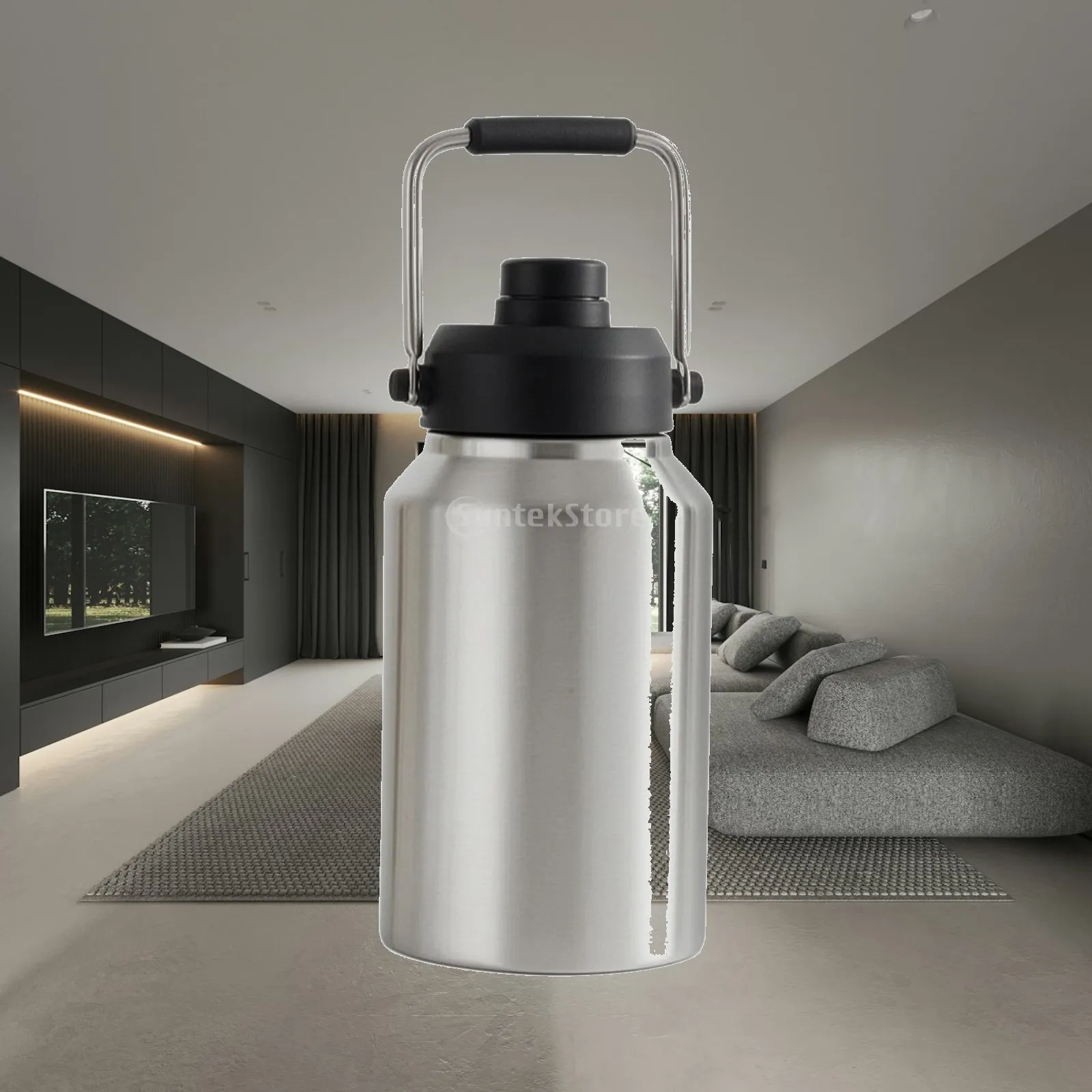 Double Wall Stainless Insulated Jug Sports Thermal Water Bottle Cold Retention Steel Drink Container Portable Handle for Gym