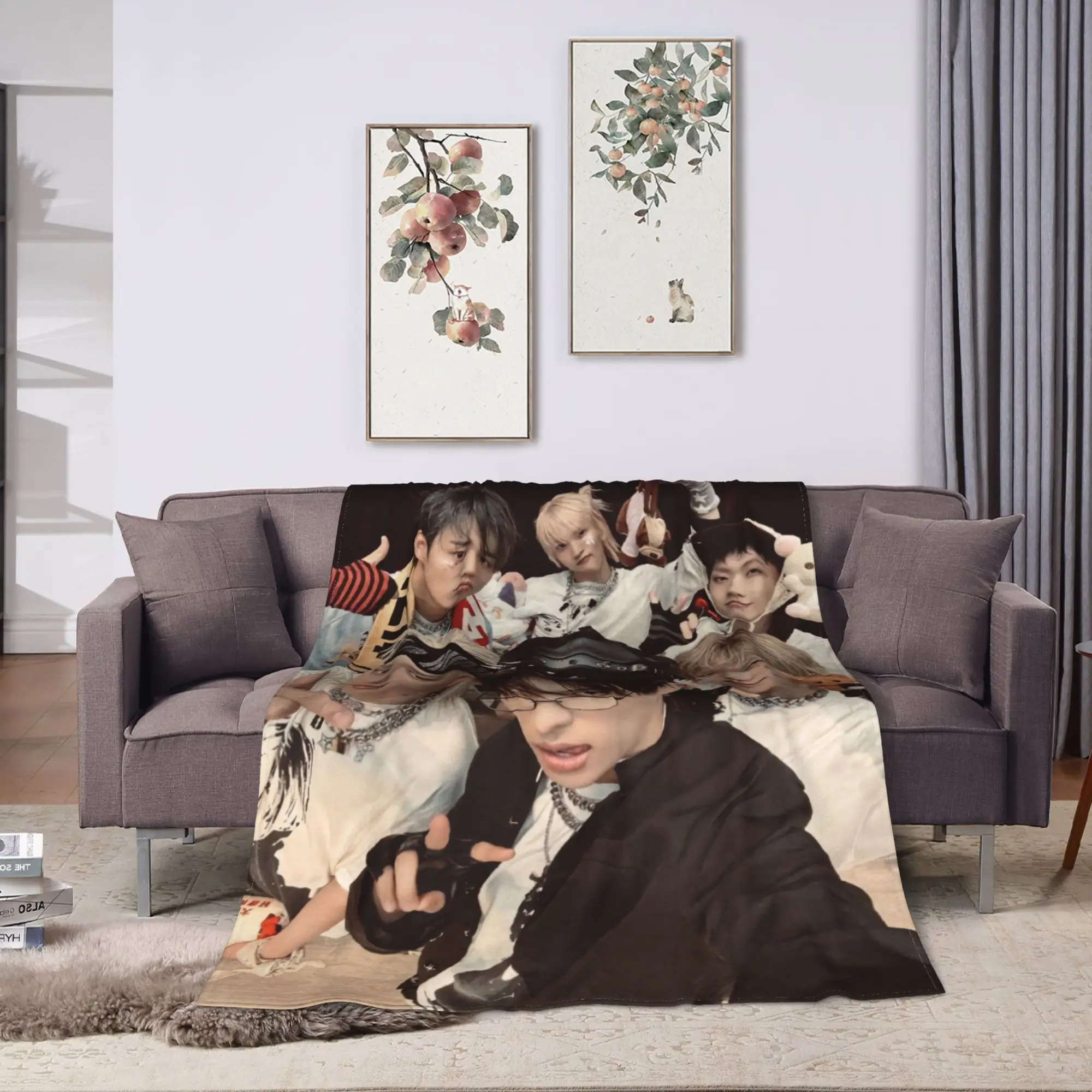 P1Harmony 2025 Album DUH Series Blankets Warm Street Trend Plush Bedding Throws For Living Room Flannel Bedspread Bed Cover