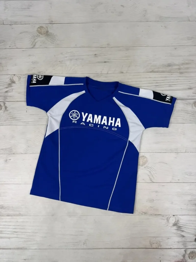 

Summer Fashion Trend of 2026 Yamaha Print V-neck Short Sleeved T-shirt for Men Women Comfortable Motorcycle Riding Sportswear