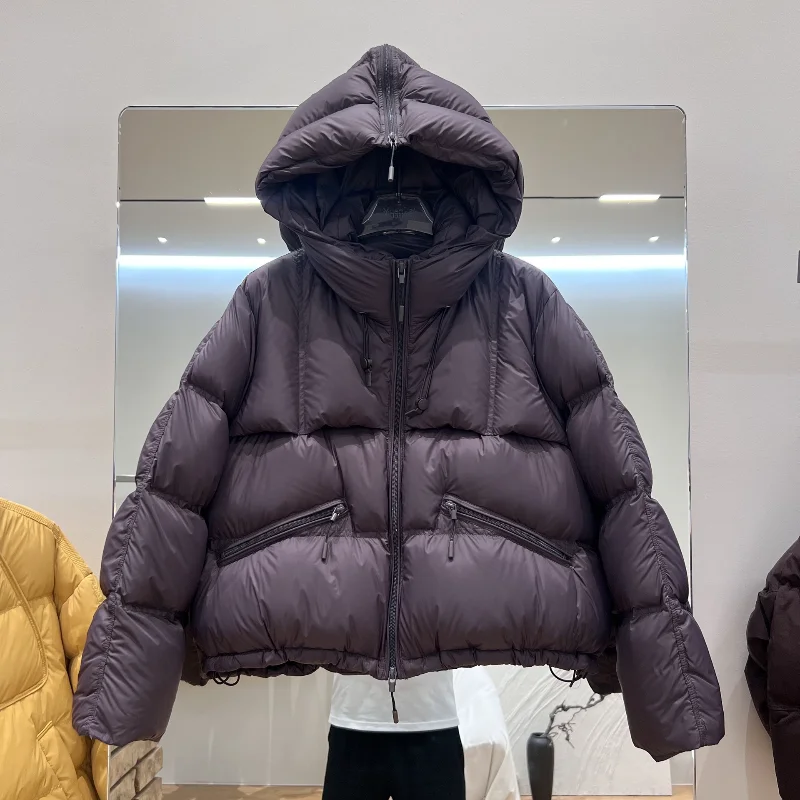 

Women's Short Down Jacket 2025 Winter New Arrival Puffy Hooded Fashion Thickened Warmth Commuter Style Coat Trendy