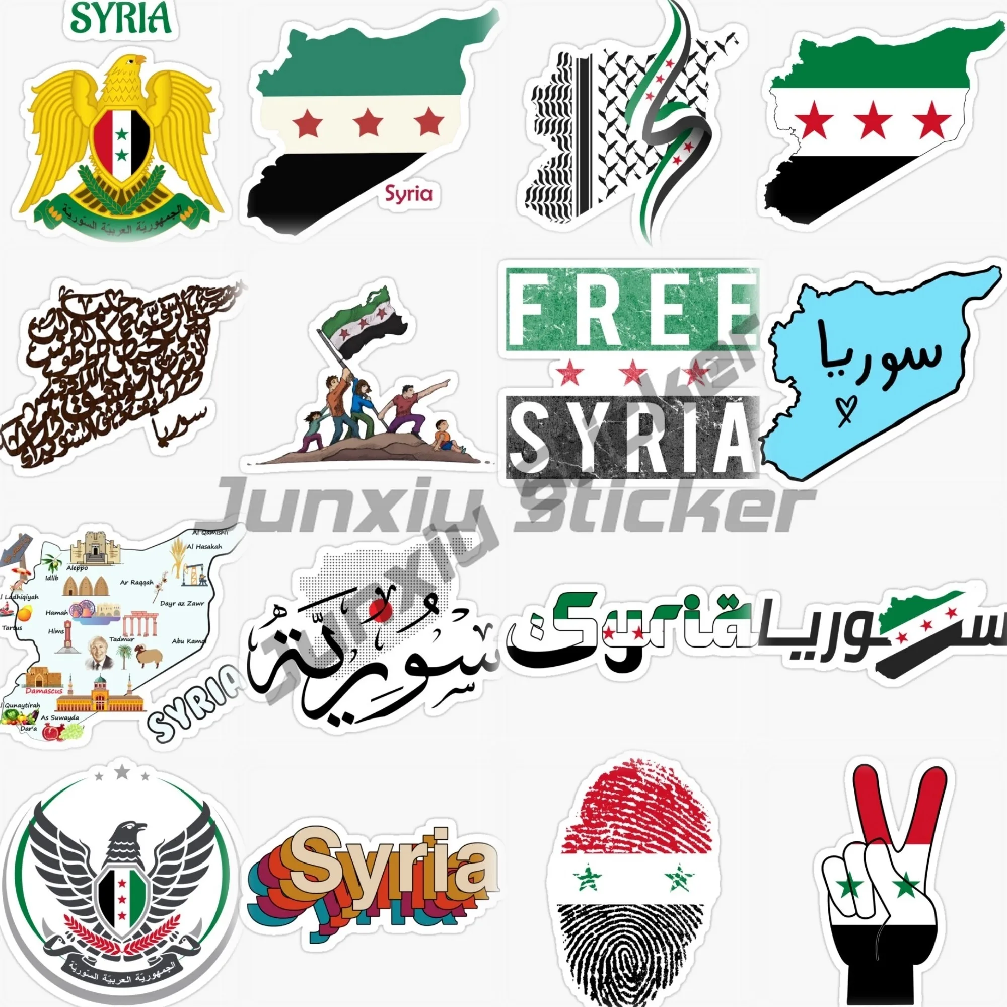 Syria Flag Map Outline Sticker Waterproof Accessories on Bumper Rear Window Laptop Autohesion Decal Vinyl Car Sticker