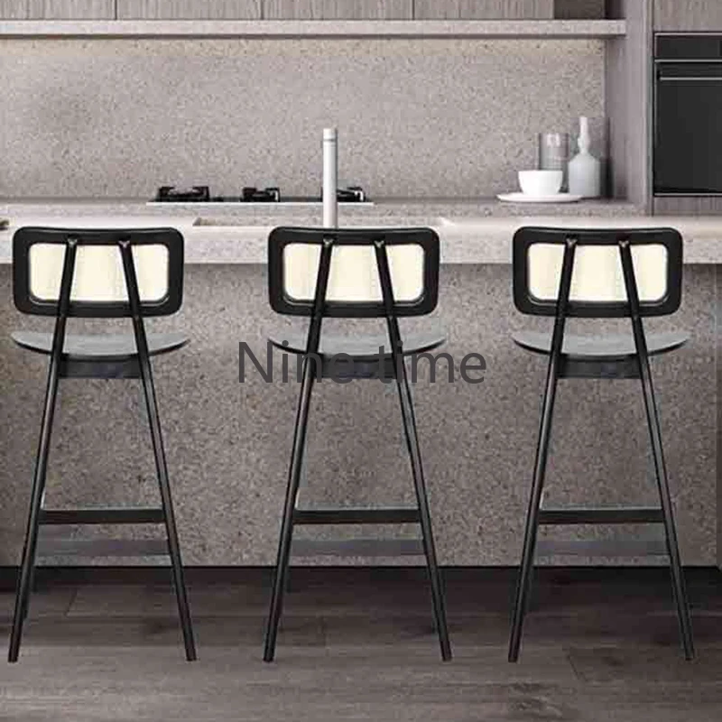 Chairs For Cafeteria Design Luxury High Kitchen Bar Backrest Cafe Ergonomic Home Wooden Salon Nordic Muebles Para Bar Furniture