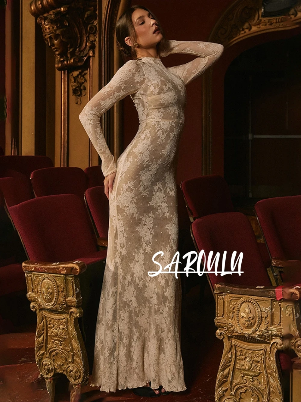 

Элегантное вечернее платье с кружевом, романтичное, великолепное, с длинными рукавами, для выпускного вечера, размеры S-XXL, для коктейльных вечеринок, гала-ужинов.