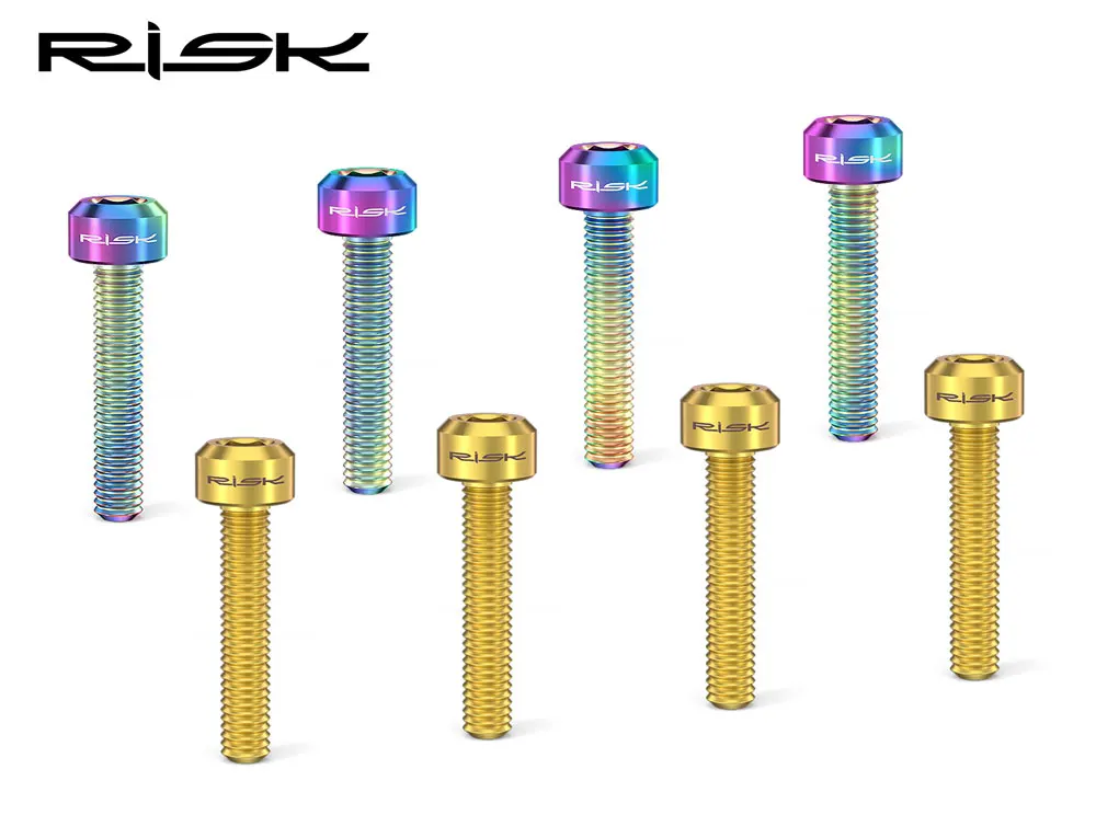 RISK 2 Stück M5x25mm Fahrrad-Bremshebel-Befestigungsschrauben aus Titanlegierung, verlängerte Schrauben für hydraulische Scheibenbremsen, Rennrad – Detail 3