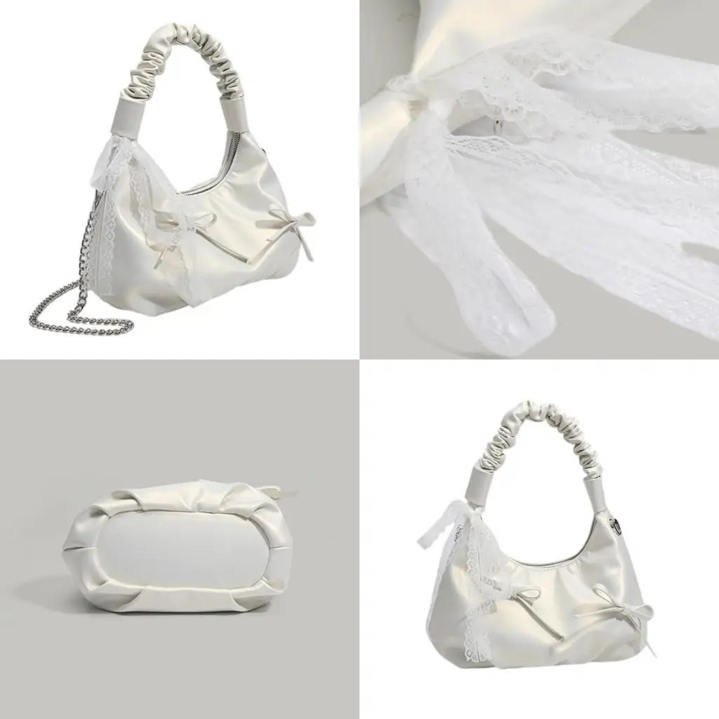 

D46D Korean Styles Bows Shoulder Bag Crossbody Purse PU Leather Handbag For Women