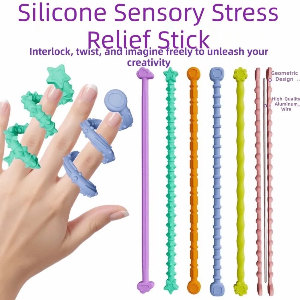 

Silicone Textured Sensory Sticks Anxiety Silicone Stress Relief Fidgeting Sensory Textured Calming Anti Stress Relief