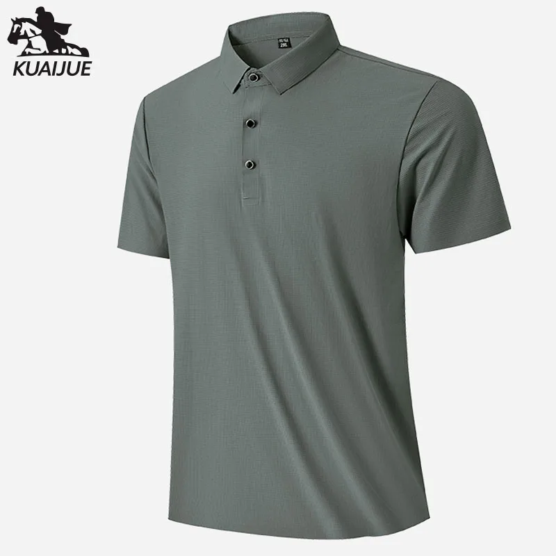 

Men's high quality summer new lapel men's short sleeve polo shirt Ice silk solid color business casual men's polo shirt M-4XL 8