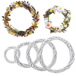 Window Door Decor Party Natural Vine Hanging Ornament White Garland Christmas Decoration Wicker Wreath Rattan Ring
