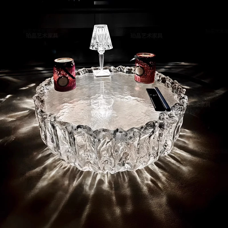 

Crystal tea table combination coffee table living room home platinum crystal transparent resin