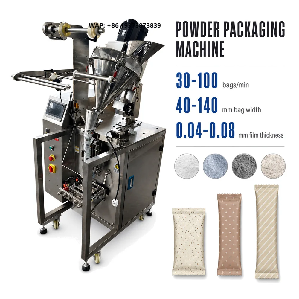 Vertical Form Fill Seal Powder Packing Machine 30 to 100 Bags Per Min Automatic Pouch Packaging Stainless Steel Machine