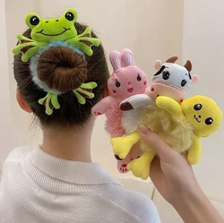 Yeni kore sevimli peluş hayvan elastik saç bantları kurbağa kedi saç halat bağları çocuk tokalarım şapkalar kızlar kadınlar saç aksesuarları
