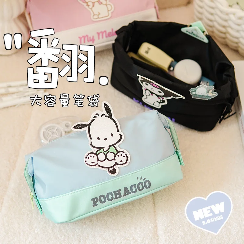 

Sanrio Cute Cartoon Makeup Bag Kawaii Kuromi My Melody Pochacco Anime Foldable Pencil Case Schoolgirl Stationery Storage Bag