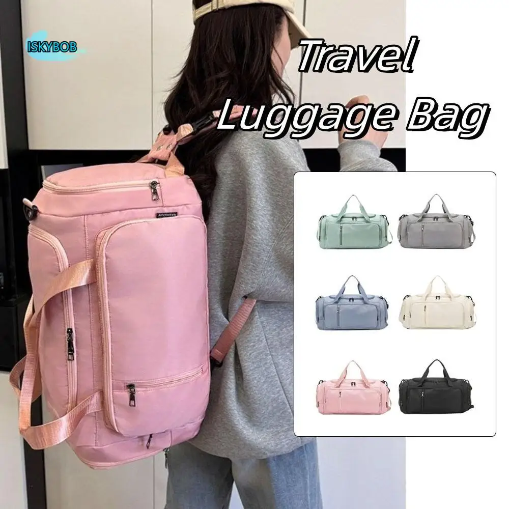 

Oxford Cloth Travel Luggage Bag Solid Color Handheld Sports Fitness Bag Large Capacity Dry Wet Separation Travel Backpack