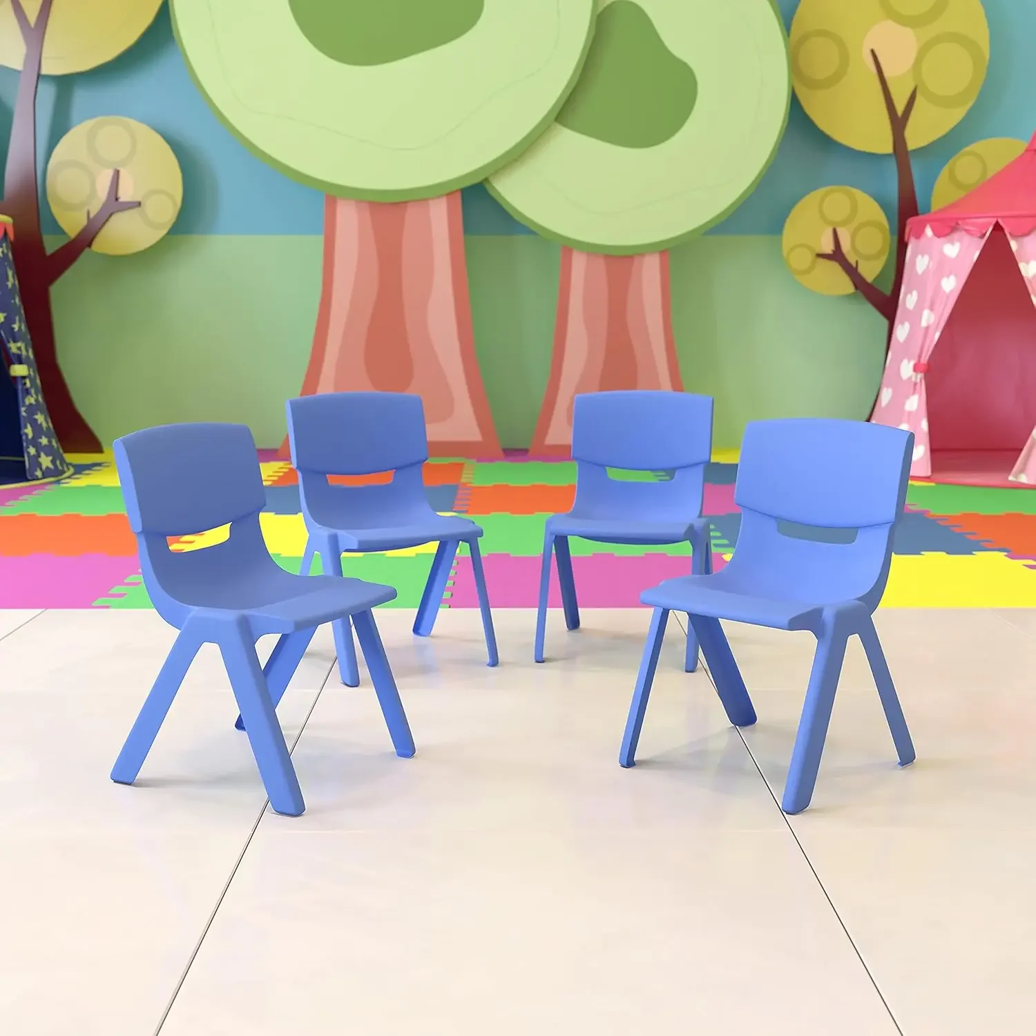 4 Pack Blue Plastic School Chair with 10.5