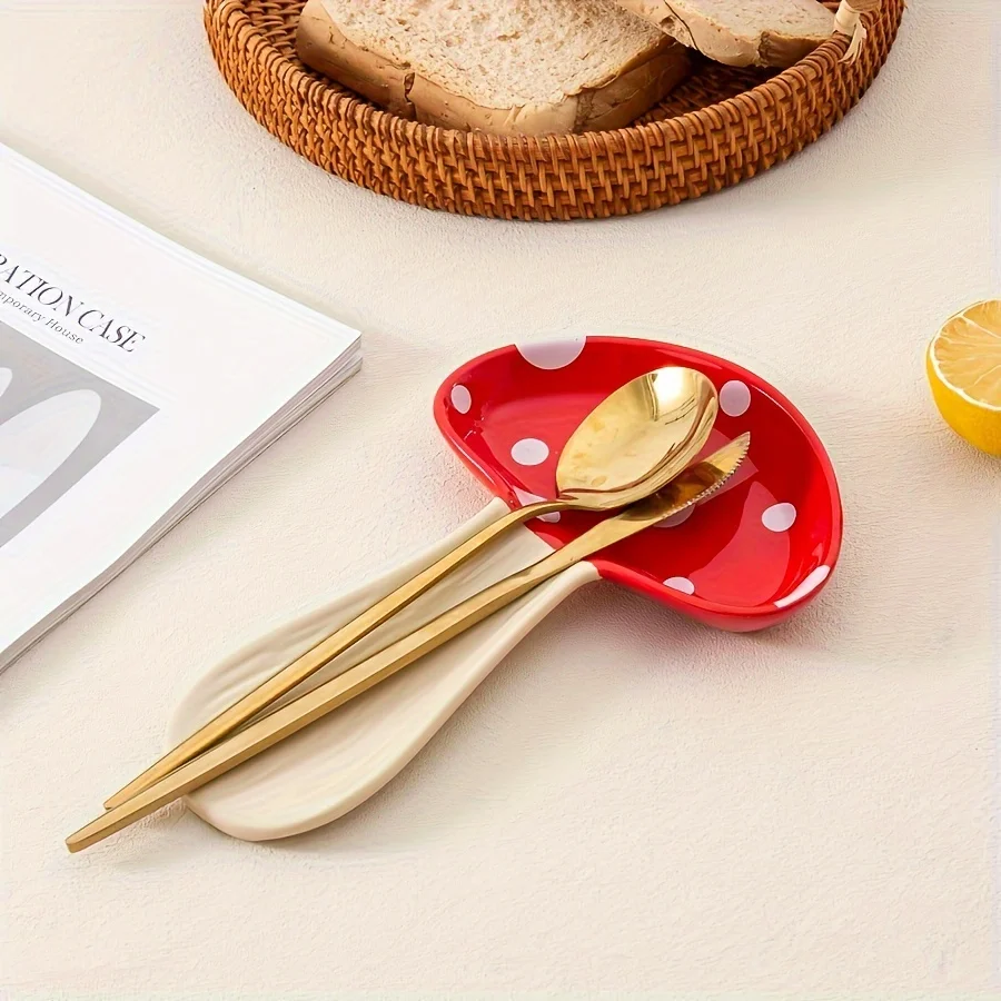 

Modern Creative Mushroom Spoon Rest Heat Resistant Kitchen Dishware High Aesthetic Dining Tableware