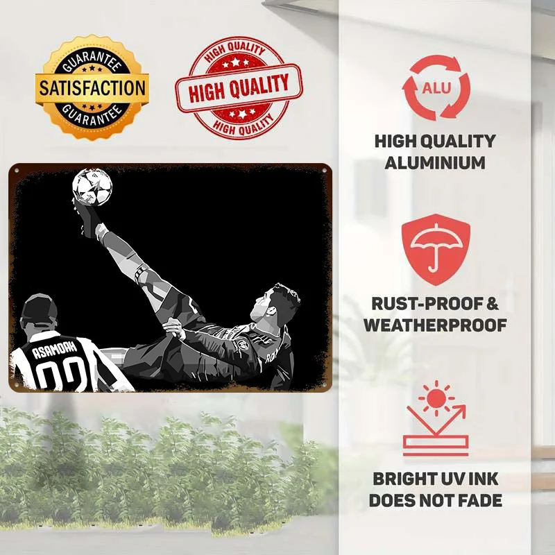 Bicycle Kick Football Tinplate Poster Customized Wall Art Vintage Metal Signs Retro Plates for Room Accessories Custom Sign Bar