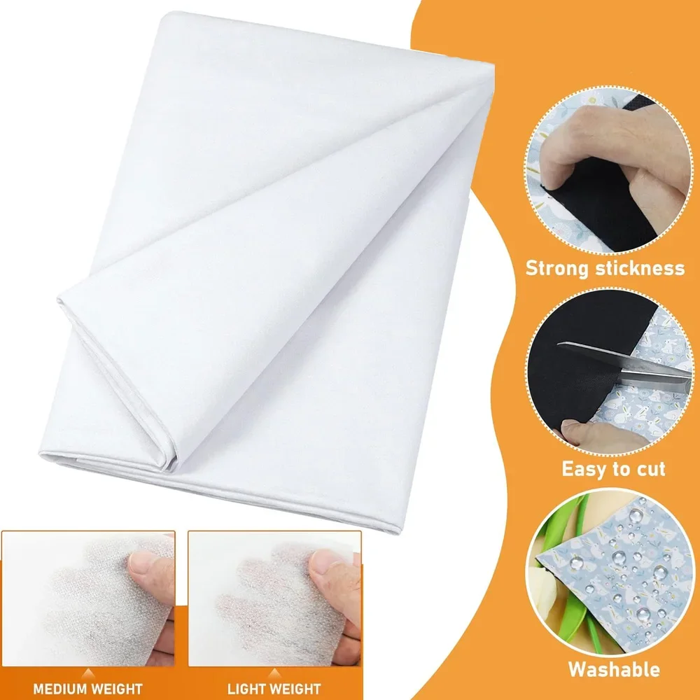 Zxiixz Light/Medium Weight Non-Woven Interfacing Iron On Polyester Single-Sided Interfacing for DIY Crafts Quilting Supplies