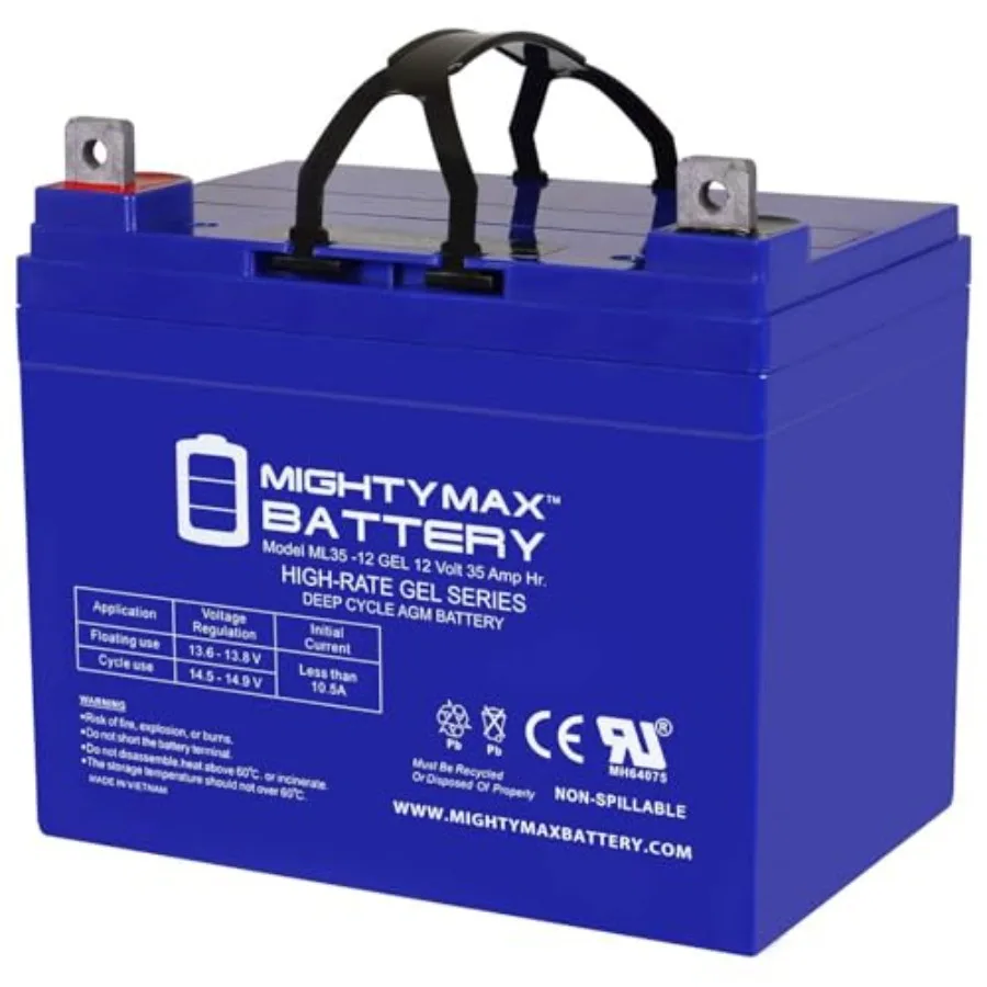 12 Volt 35 AH GEL Type Rechargeable AGM Battery with Nut and Bolt Terminal for Industrial Use Blue Color High Durability and Lo