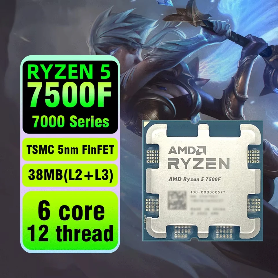AMD Ryzen 5 7500F Processor 5GHz 6-Core 12-Thread 38MB Desktop