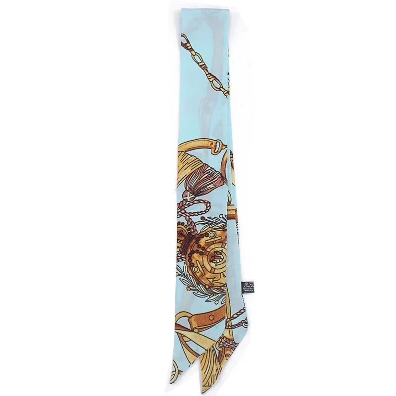New Fashion Women's Long Scarf Chain Print Versatile Hair Ribbon Neck Band Gift Present for Women Neck Scarves 90x5cm