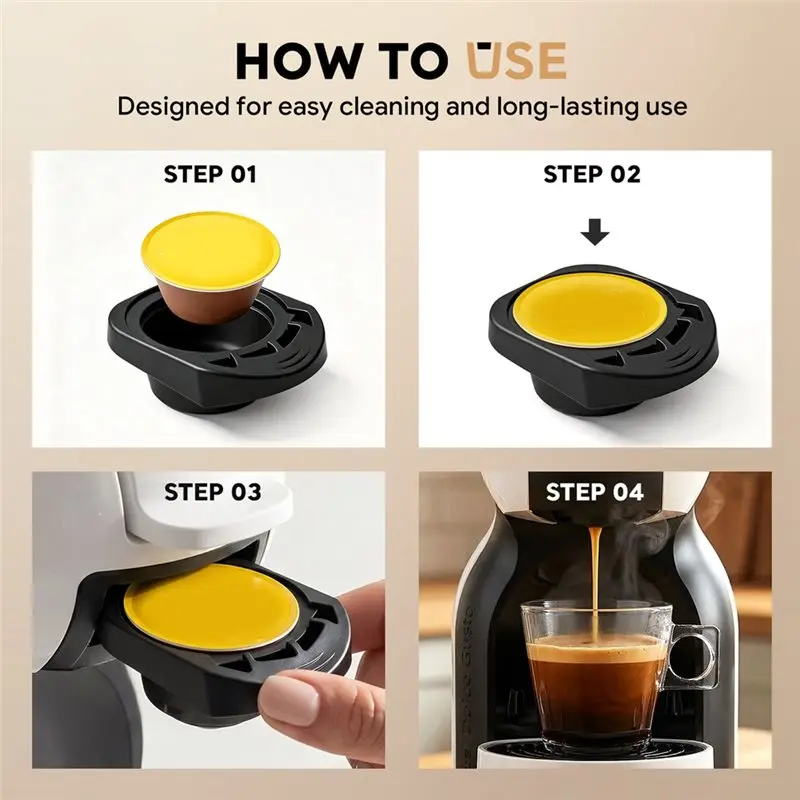 Universal Reusable Capsule Adapter For Dolce Gusto Coffee Capsule Convert Compatible With Genio S,Piccolo Coffee Machine-[Jyqn A