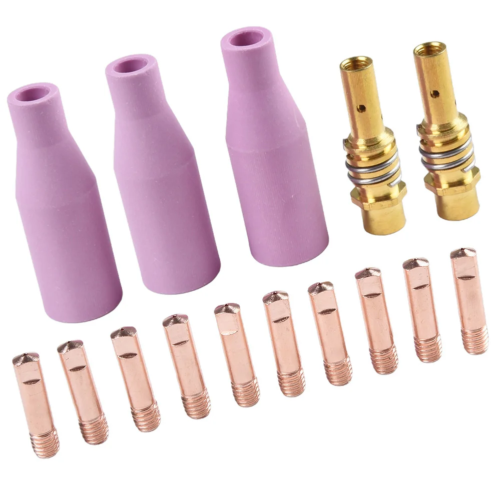 

Набор из 15 сопел для сварочной горелки 15AK MIG, наконечники 1,2 мм с держателями и газовыми соплами