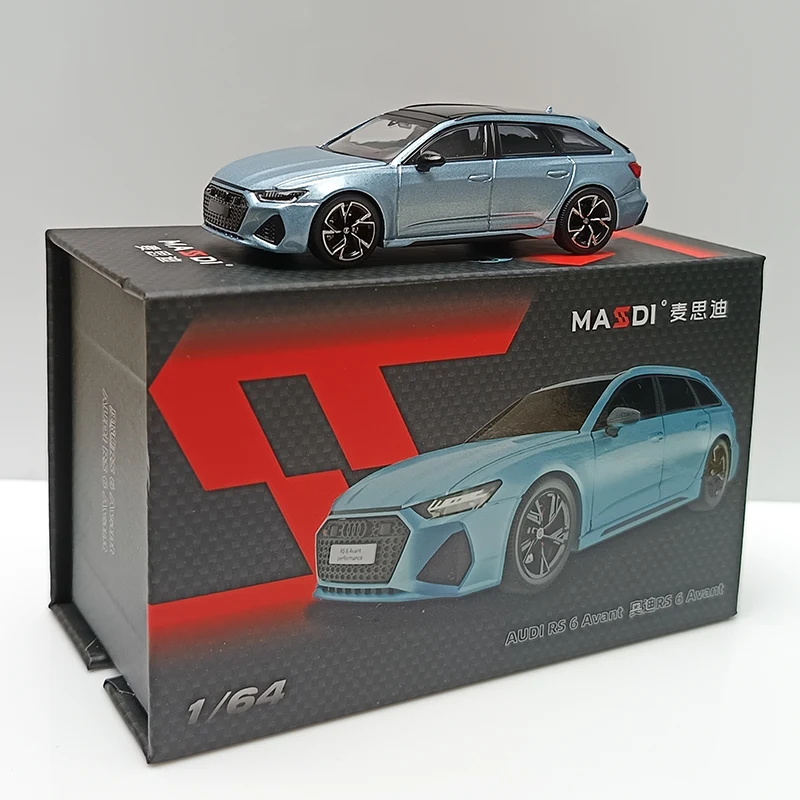 Masdi 1:64 Audi RS6 Style Avant Wagon Ice Blue Alloy Diecast Car Model Simulation Sportscar Desktop Display Collection Gift
