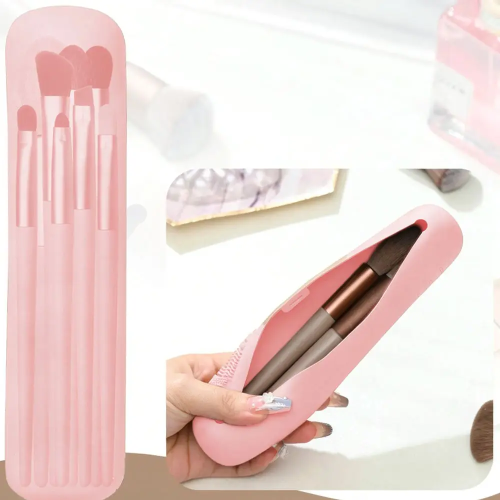 Flexible Silicone Cosmetic Brush Pouch Magnetic Travel Makeup Organizer Dustproof Bag For For Rancai Beauty Tools Holder
