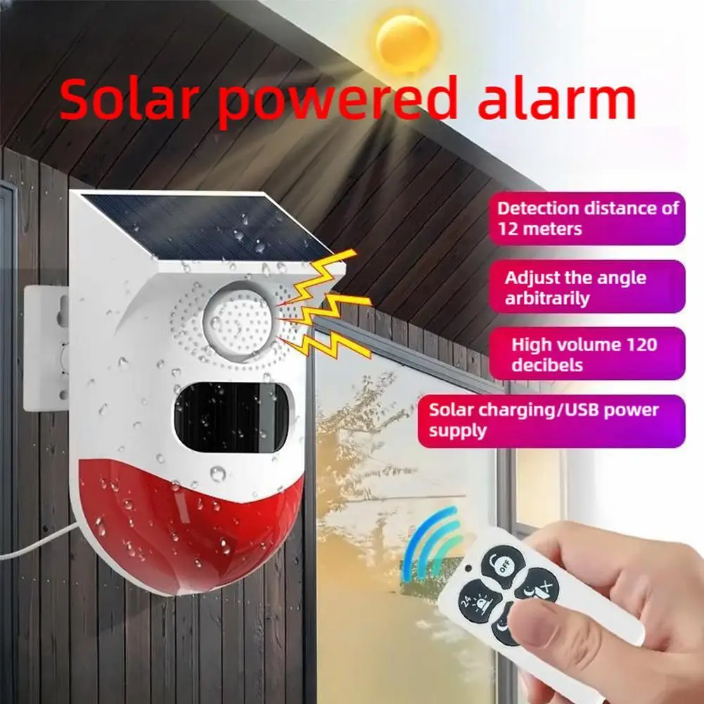 WIFI Solar Powered Sound And Light Alarm Outdoor Anti-theft Alarm Solar Powered Voice Announcer Siren Home Security Guard