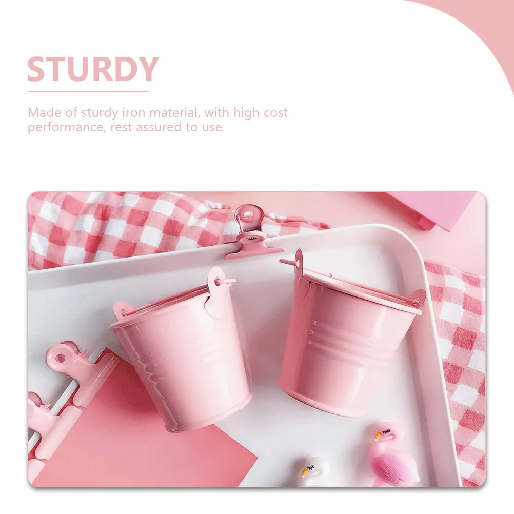 

3 Pcs Mini Iron Barrel Pink Small Medium Large Flowerpot Planting Bucket Home Decor Metal Planter Garden Supplies