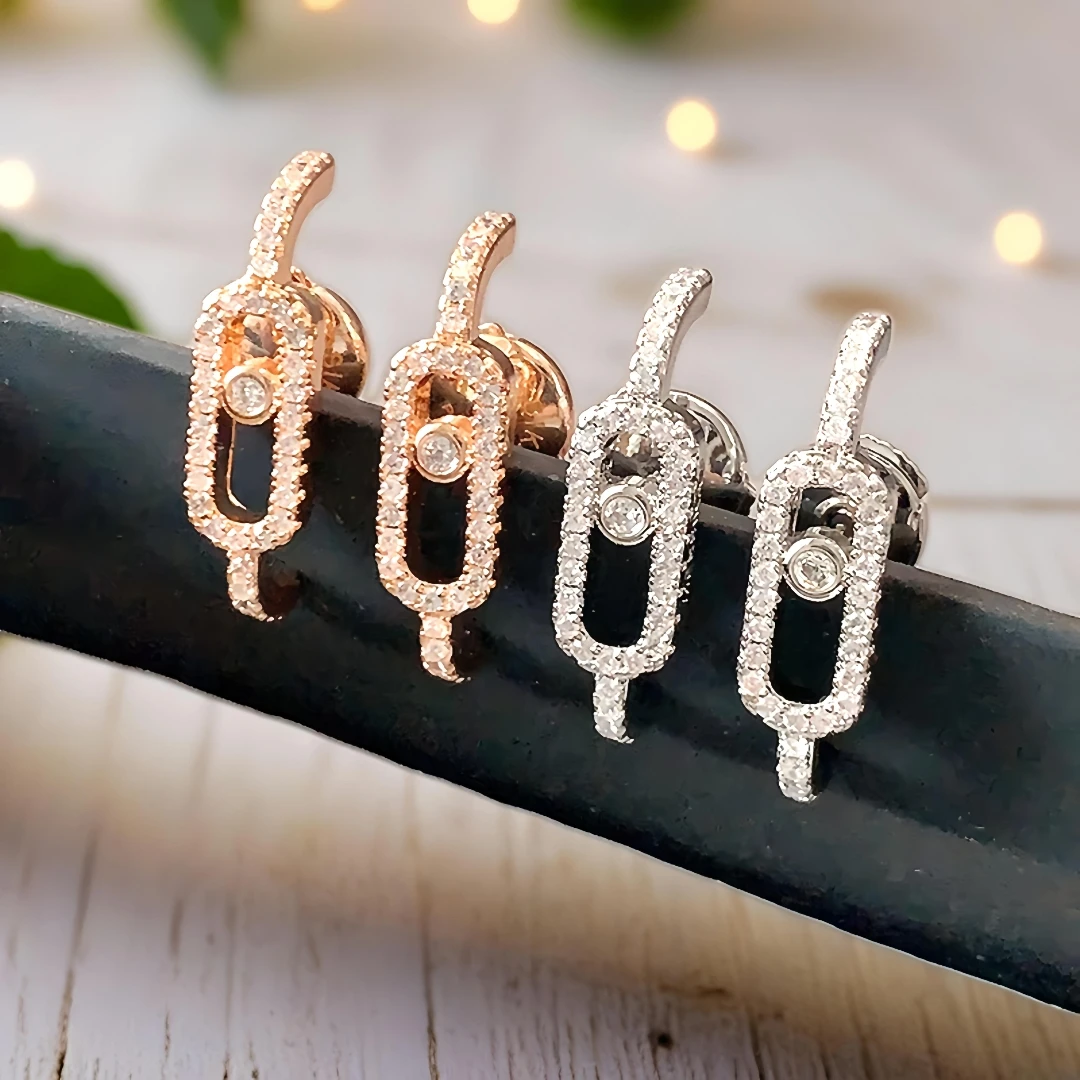 

Новые женские серьги из стерлингового серебра 925 пробы во французском стиле с инкрустацией цирконом и одним бриллиантом. Модный классический подарок на годовщину