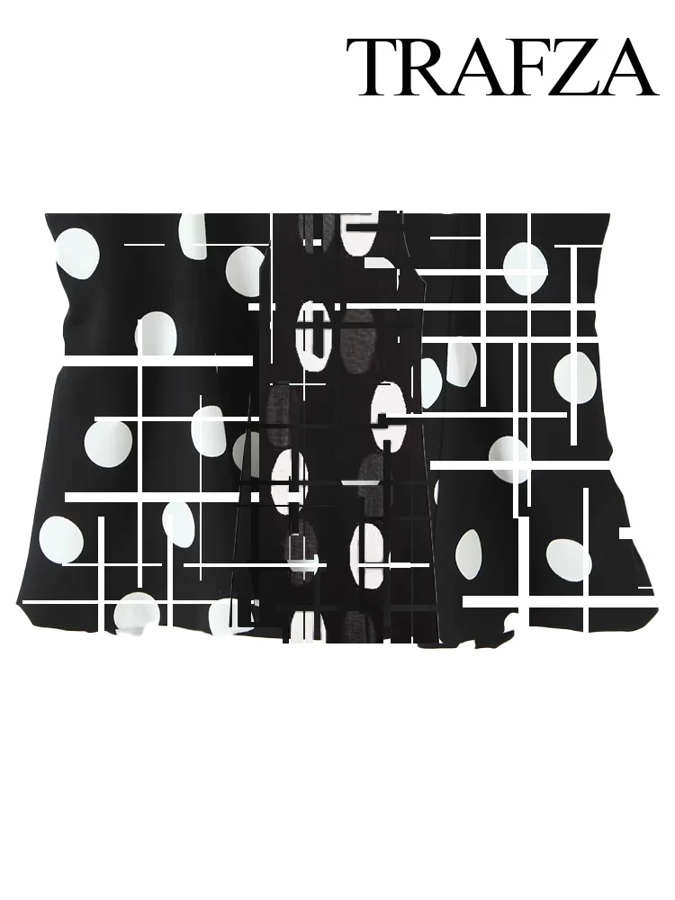 

TRAFZA Women Summer Fashion Halter Neck Sexy Backless Sleeveless Tops Female Elegant Black Polka Dot Backless Bow Decoration Top