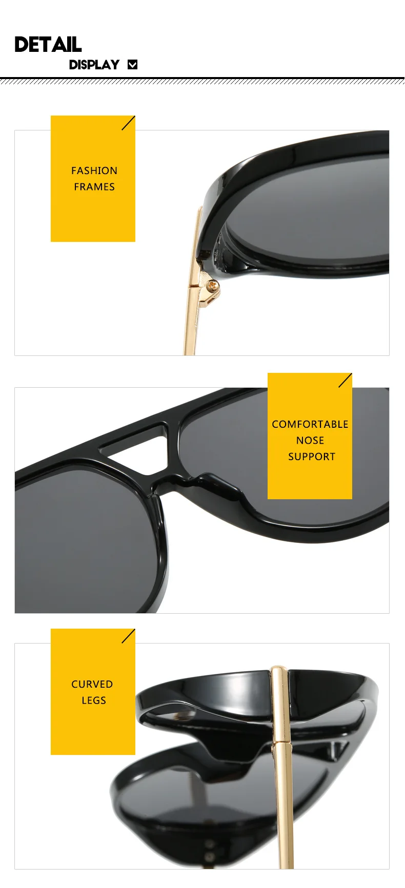 Übergroße ovale Punk-Piloten-Sonnenbrille für Damen – Luxusmarke 2026, Vintage-Metallrahmen, UV400-Schutz – Detail 16
