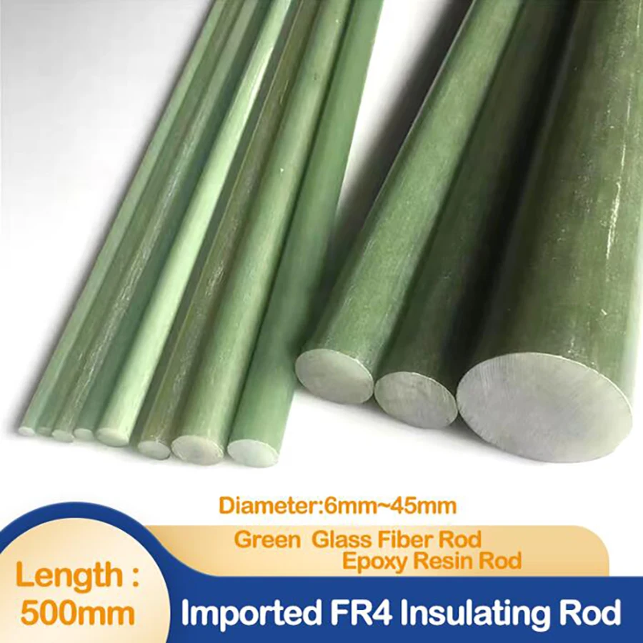 6/8/10/20/25/30/40/45mm Imported FR4 Insulating Rod Length 50cm G10 Epoxy Rod Light Green  Glass Fiber Rod Epoxy Resin Rod