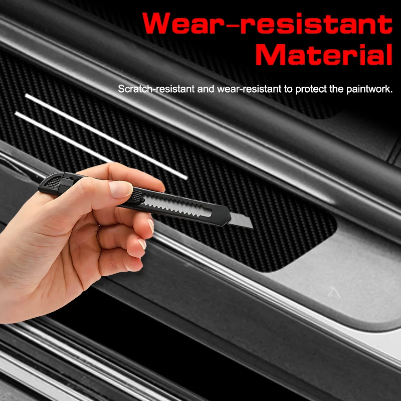 4Pcs Carbon Fiber Car Door Sill Protector Welcome Pedal Decoration Leather Stickers for Changan QiYuan A05 A07 Q05 Q07 E07