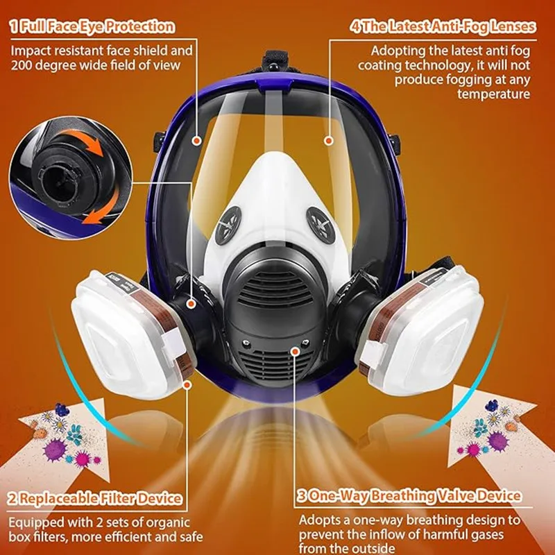 Chemical Mask 6800 27 in 1 Gas Mask Dustproof Respirator Paint Pesticide Spray Silicone Full Face Filters For Laboratory Welding