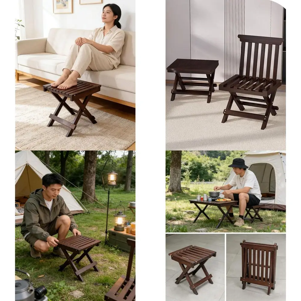 Convertible Bamboo Stool with Back Support, Suitable for Home, Garden, and Various Rooms