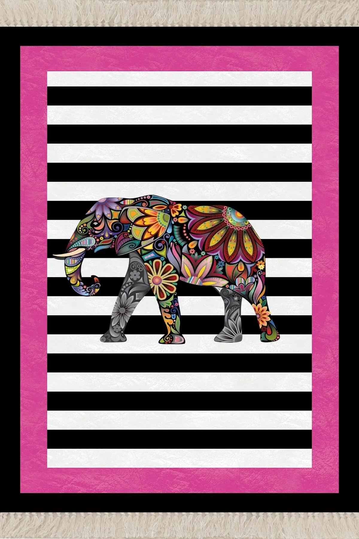 

DOLBOVI elephant patterned fuchsia ethnic digital printing washable Modern living room elephant carpet and runner