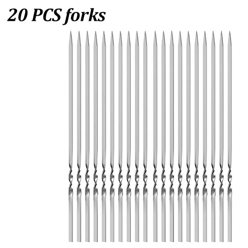 10/20 Stuks Rvs Barbecue Spies Herbruikbare Platte BBQ Naald Stok Barbecue Gereedschap voor Outdoor Camping Party Accessoires