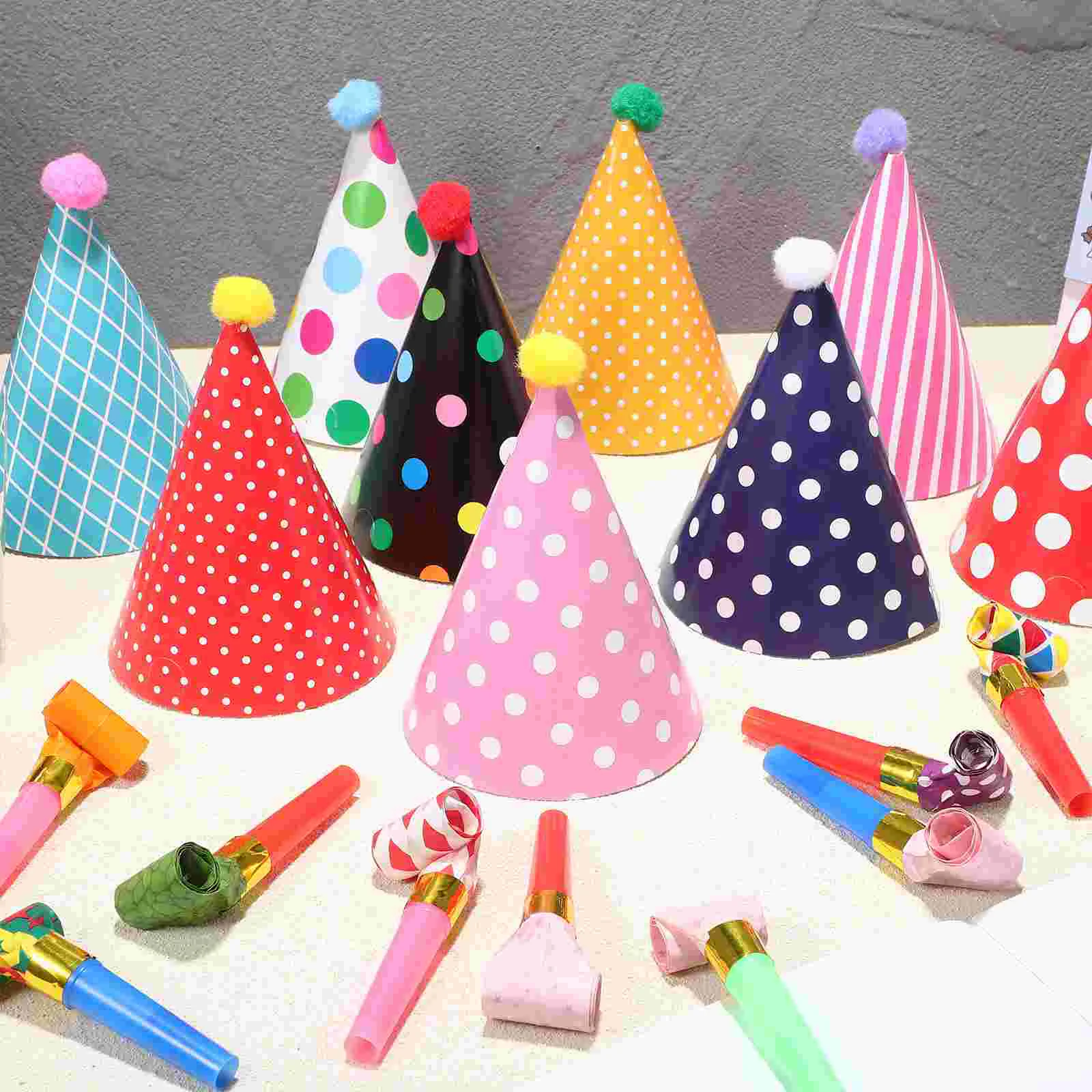 Birthday Party Decoration Kit Paper Hats Caps Ornaments Blowers Crowns Carnival Decorations For Headbands Gifts Mini Adult