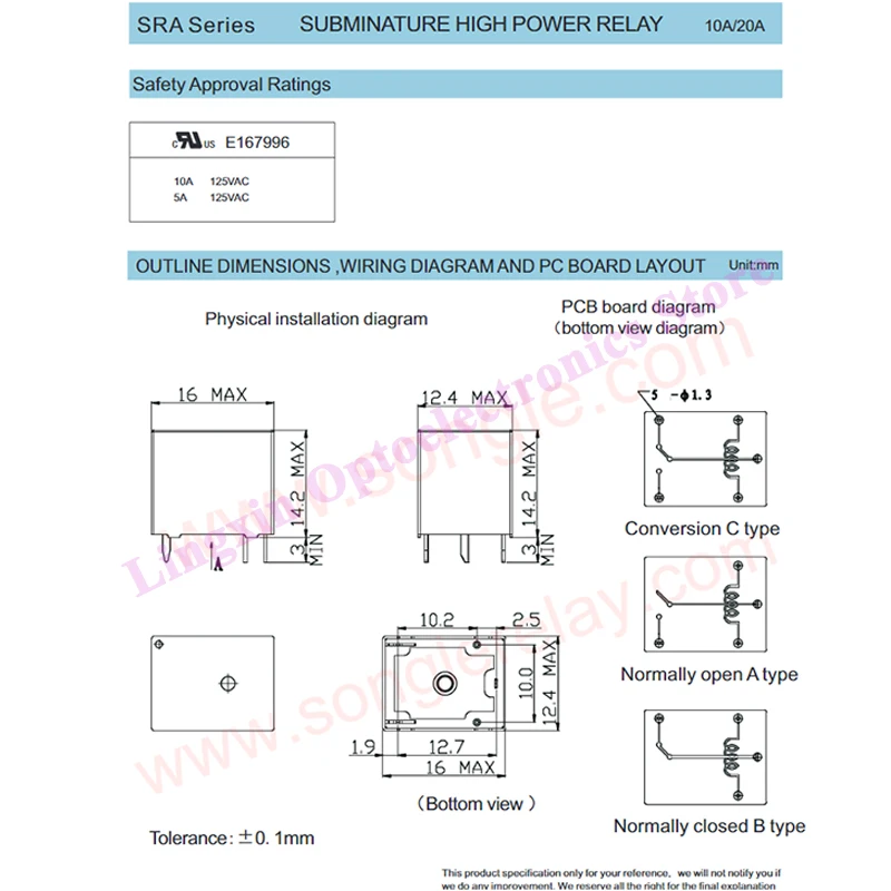 5Pcs SRA-05VDC 12VDC 24VDC -AL -CL SRA-12VDC-CL SRA-24VDC-AL 4Pin 5Pin 20A Power Relay PCB Type In stock Black Automobile Relays