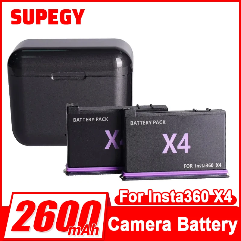 2500mAh 3.85V For Insta360 X4 Battery 2-Slot Charger Fast Charge Hub for Insta360 X4 Battery Power Accessories