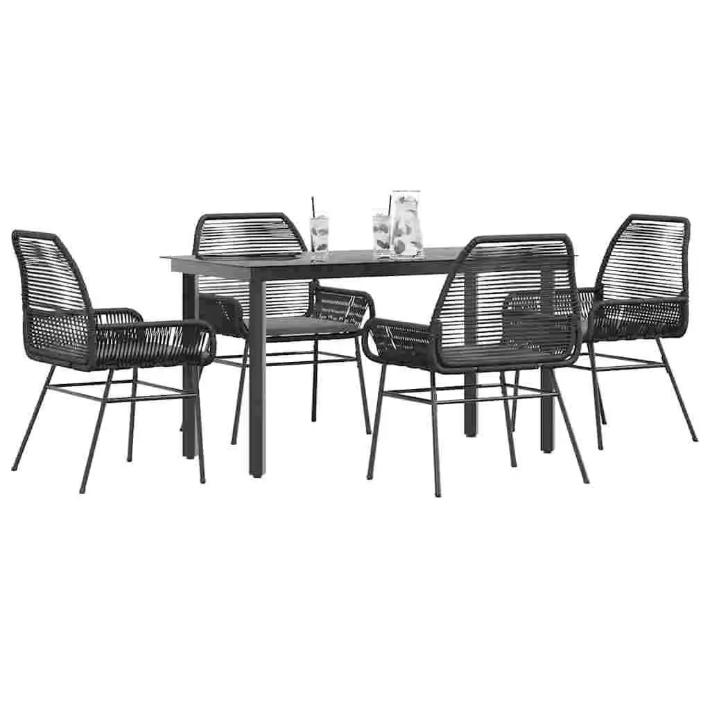 

Stylish Black and Dark Grey Outdoor Garden Dining Set Perfect for Patio Balcony Backyard Furniture for Dining and Relaxation