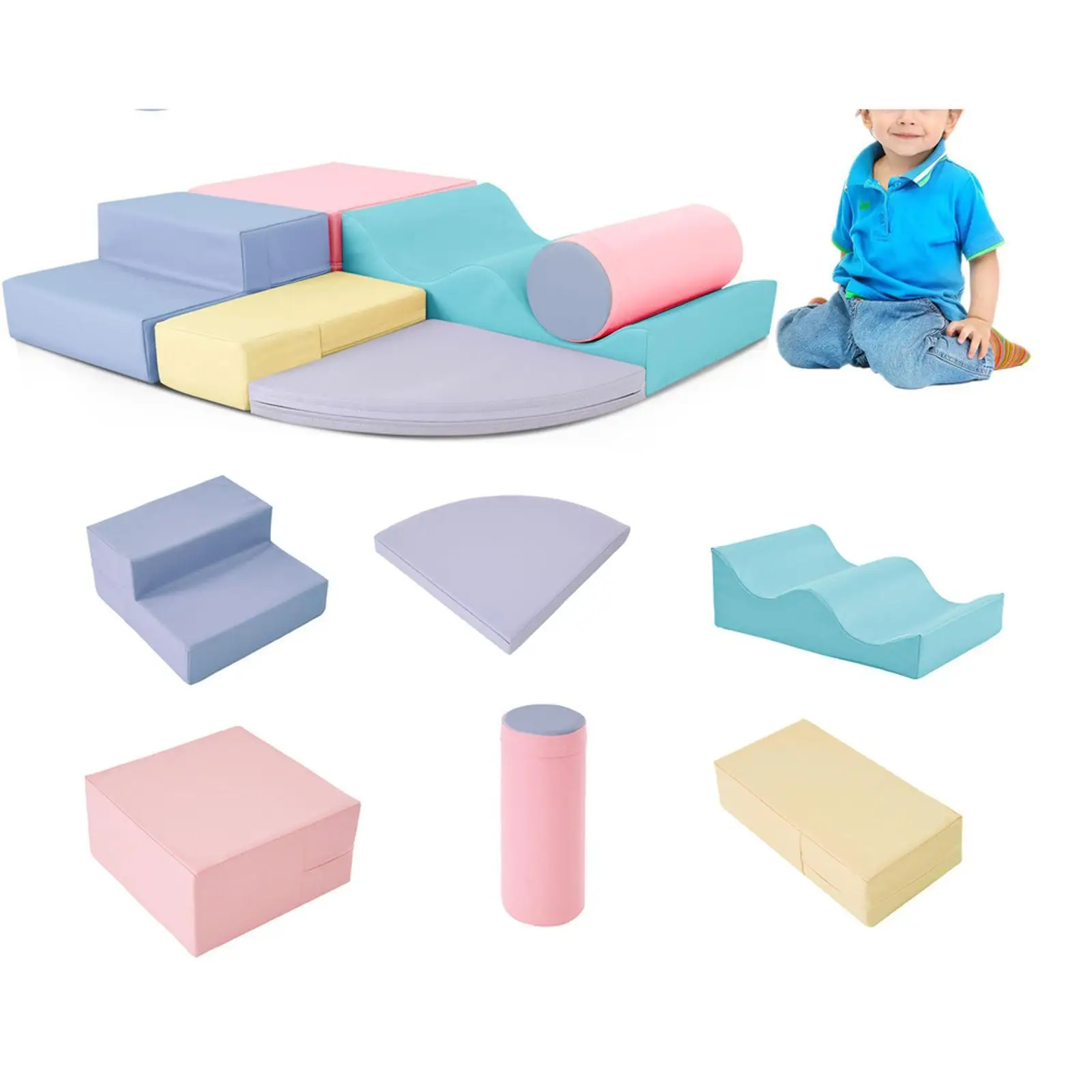 Ensemble de jeu en mousse souple pour escalade et ramper 6 en 1, équipement de jeu souple pour monter et monter