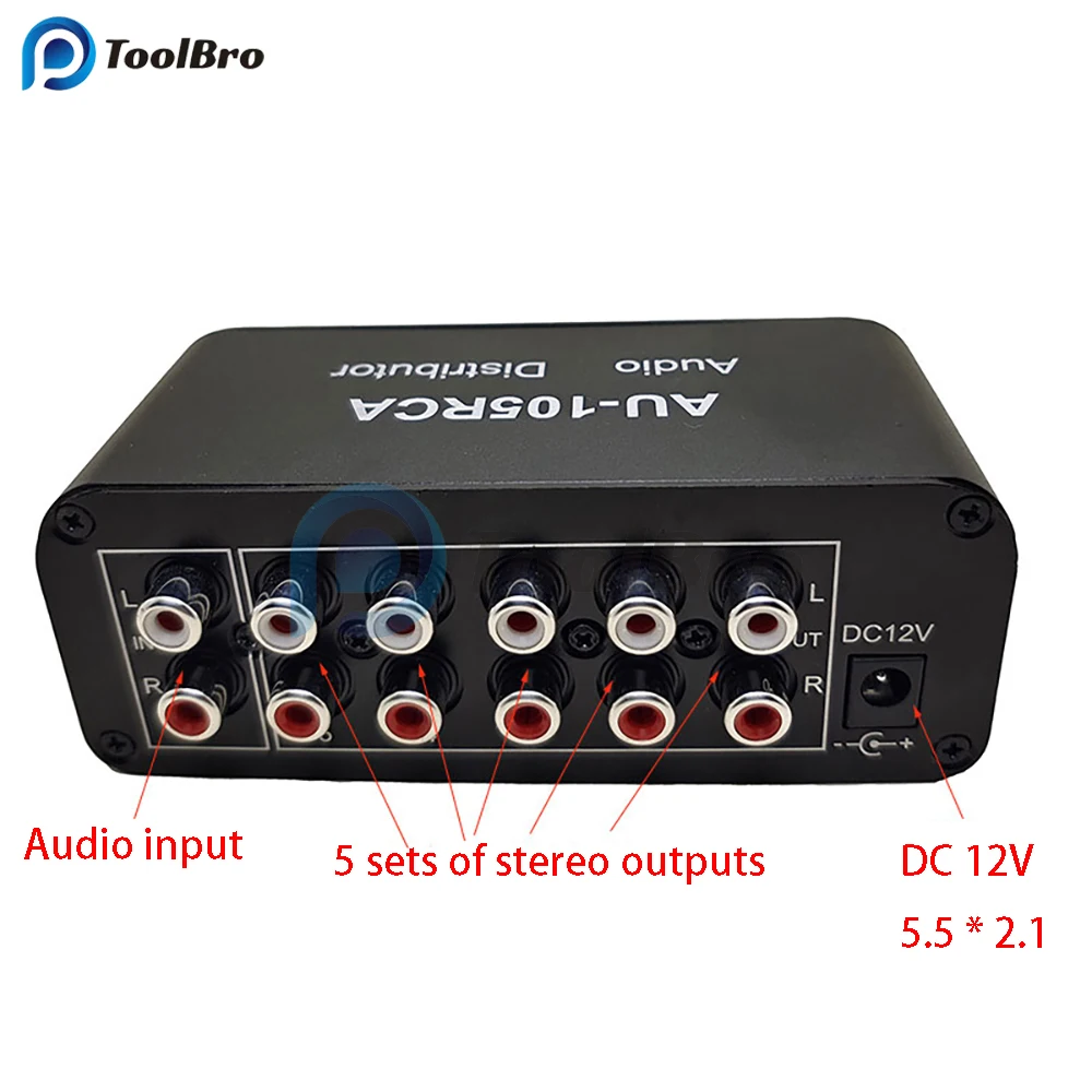 Wielokanałowy stereofoniczny rozdzielacz Audio 1 wejście 5 wyjście RCA Splitter NJM4580 Op Amp do subwoofera głośnik wzmacniacz