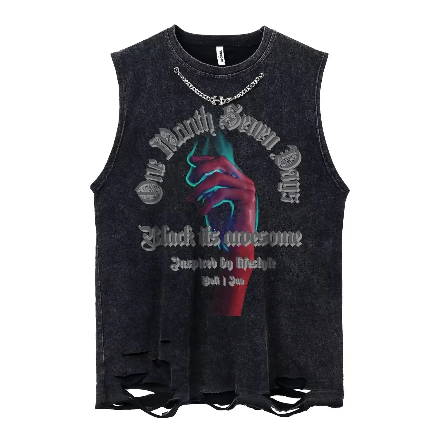 New Women Cotton Tank Tops Loose Washed Retro Graphic Vest Print Tees Tops Women Streetwear Vintage Harajuku Oversized T