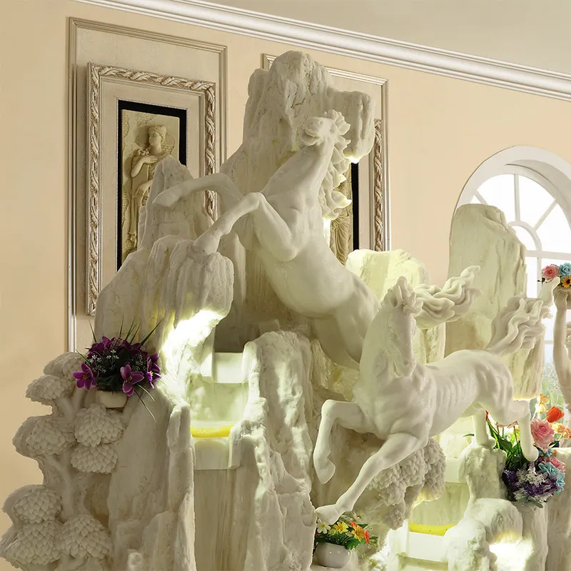European-style running water fountain outdoor courtyard hotel fountain garden landscape decoration horse fish pond ornament land