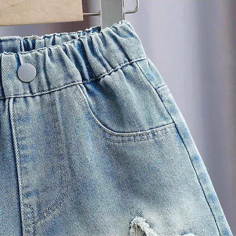 2026 Sommer Mädchen Shorts Jeans Mode Stickerei Lose Kurze Denim-Hosen für 3-12 Jahre Kinderkleidung Kinder Outdoor-Hosen – Detail 7