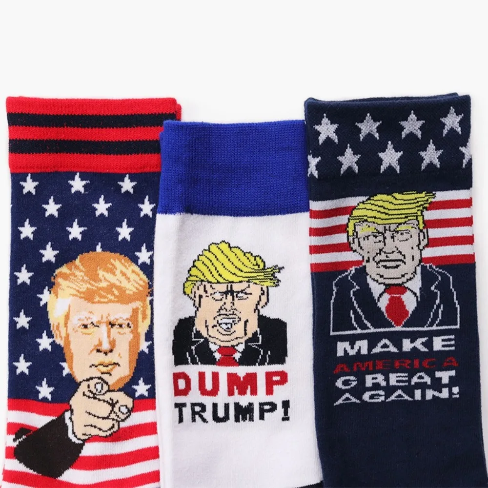 ใหม่ประธานาธิบดี Donald Trump Trump ถุงเท้า America Great Again National Flag ถุงเท้าผู้หญิงผ้าฝ้ายถุงเท้าขนาดกลาง