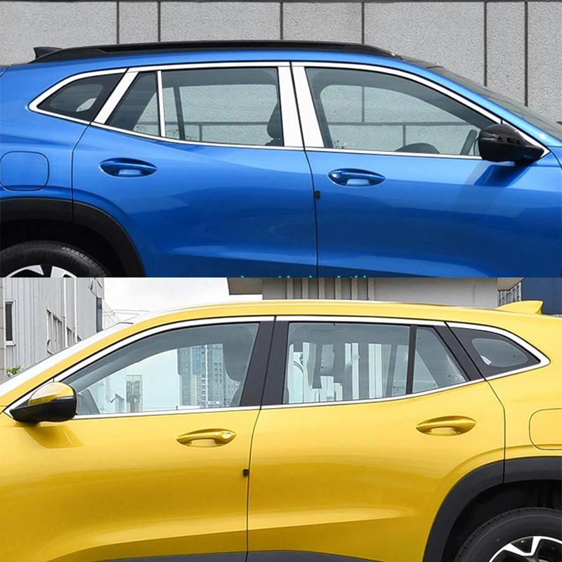 شريط قولبة حافة غطاء جانبي لشيفروليه تراكس سيكر ، نافذة خارجية ، عمود بي سي ، كروم صلب مقاوم للصدأ ، أو ، أو #2